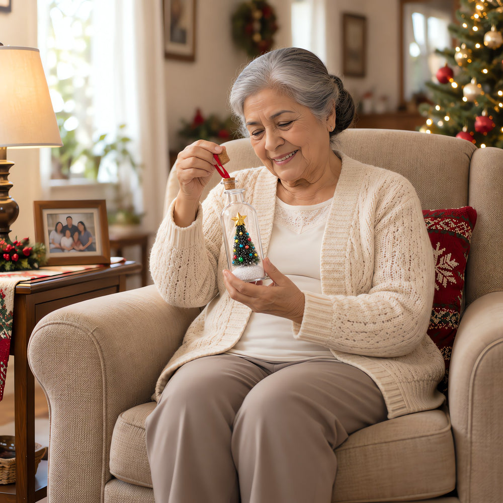 Abuela escuchando el mensaje de Little Keeps